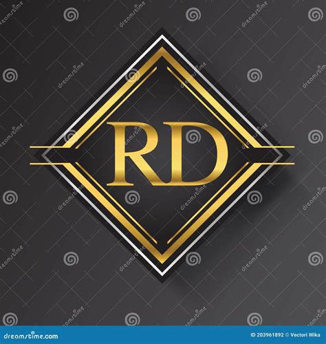 Rd Letter Logo In A Square Shape Gold And Silver Colored Geometric