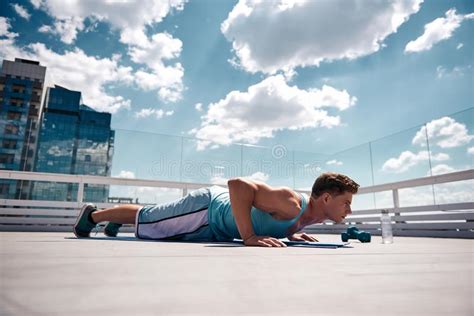 Strained Chest And Abs Stock Image Image Of Athletic