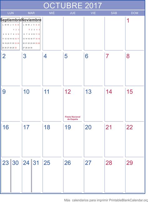 Octubre 2017 Calendario Para Imprimir Calendarios Para Imprimir