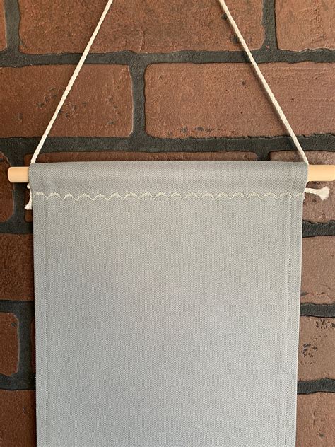 Large Tall Gray Blank Canvas Banner With Beautiful Vintage Ribbon Trim