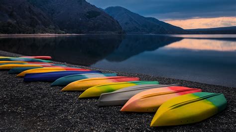 Wallpaper Nature Landscape Boat Rocks Black Sand Mountains