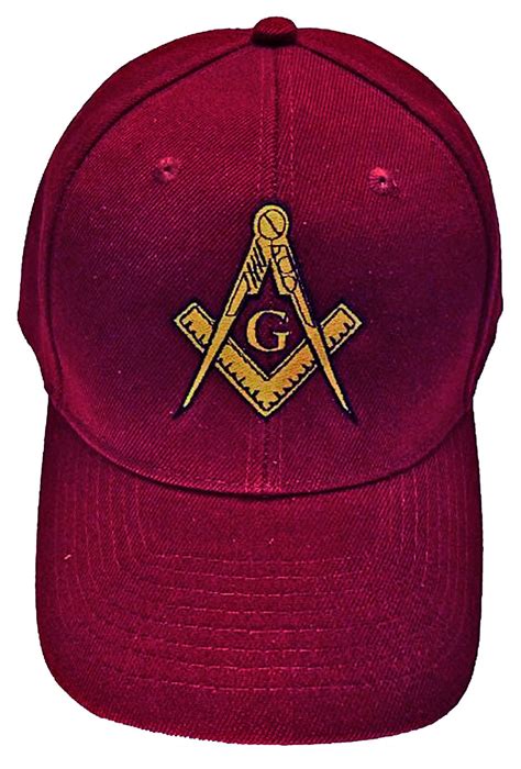 Mason Hat Maroon Baseball Cap With Masonic Logo Freemasons Shriners