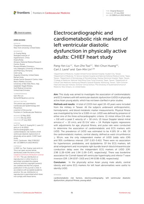 PDF Electrocardiographic And Cardiometabolic Risk Markers Of Left