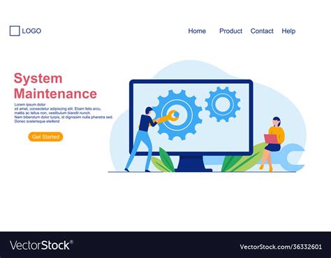 Landing Page Template System Maintenance Vector Image