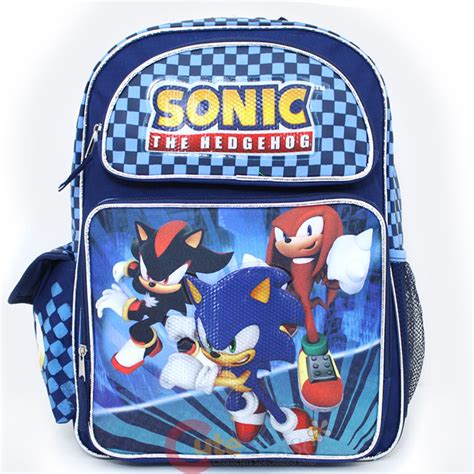 Sonic The Hedgehog School Backpack 16 Large Book Bag Shadow Knuckles