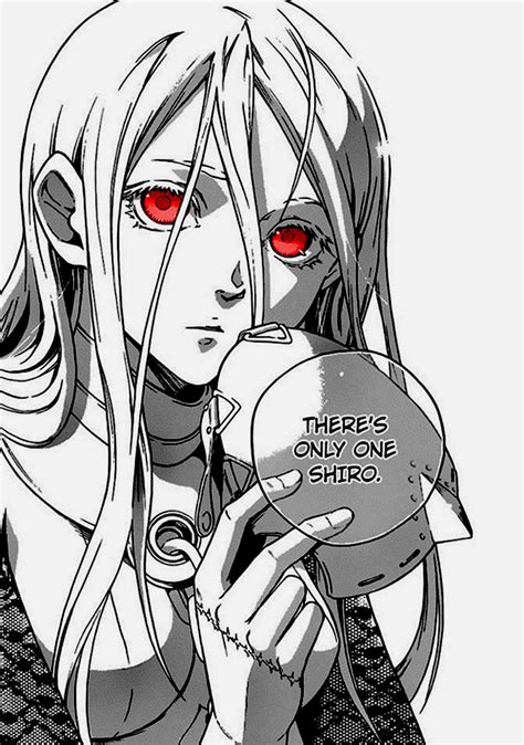 An Anime Character With Red Eyes And Long Hair Holding A Round Object