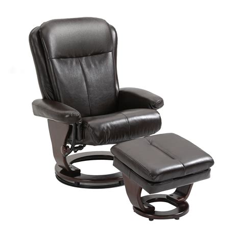 Homcom Adjustable Wooden Base Pu Leather Recliner Swivel Chair And