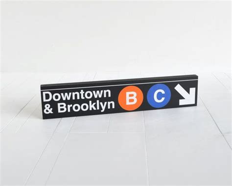Downtown And Brooklyn New York City Subway Sign Wood Sign Etsy Subway