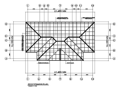 Roof Framing Plan Of 20x11m Twin House Plan Is Given In This Autocad