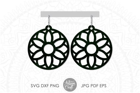 Mandala earrings, SVG cut files, round earring By Artisan Craft SVG