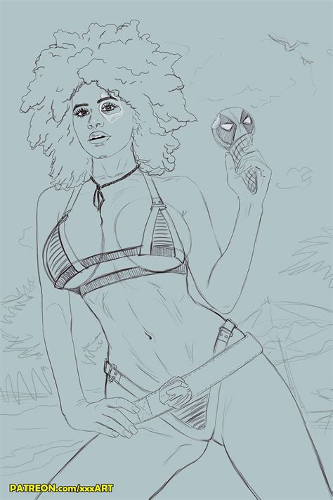 Domino From Deadpool Sketch By Rzhevskii Hentai Foundry