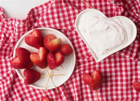 Strawberry Hearts With Creamy Dip Keeping The Peas