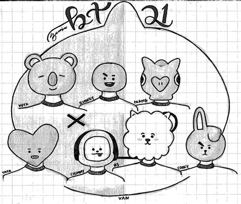 Bt21 Coloring Pages Pencil Drawing Free Printable Coloring Pages