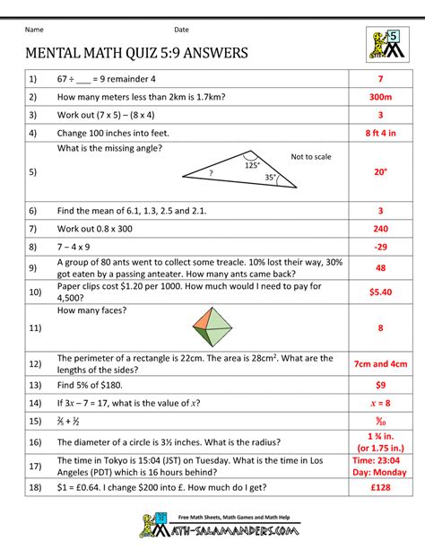 3 tests found for math grade 4. Mental Math 5th Grade