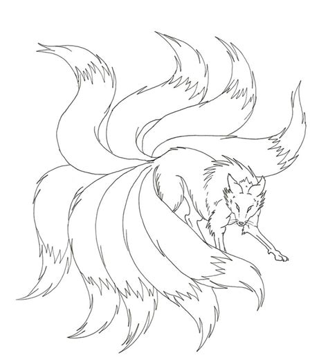 A Nine Tailed Fox Coloring For Kids Fox Coloring Page Fox Tattoo