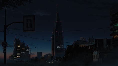 Wallpaper Anime Night Urban Landscape Sky City 2048x1152 Snc