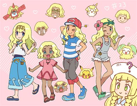 Pikachu Lillie Ash Ketchum Lana Mallow And 9 More Pokemon And 2 More Drawn By Okonomi