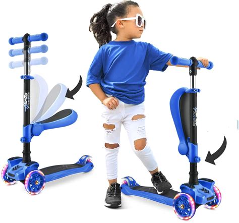 Blue Kick Scooter For Kids With 3 Big Light Up Wheels Design For 2 5