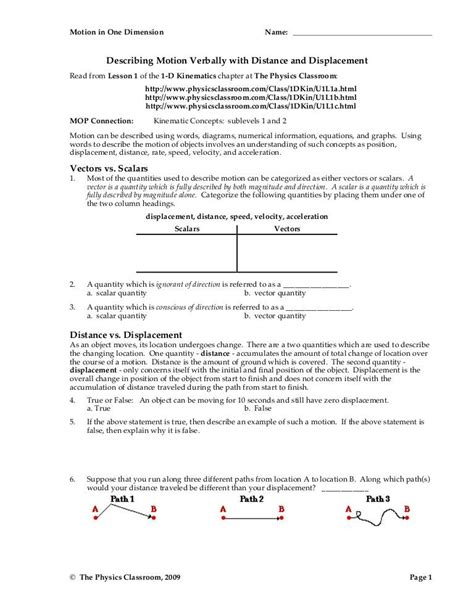 Motion review worksheet distance time graphs answer key. Distance and Displacement Worksheet Answer Key