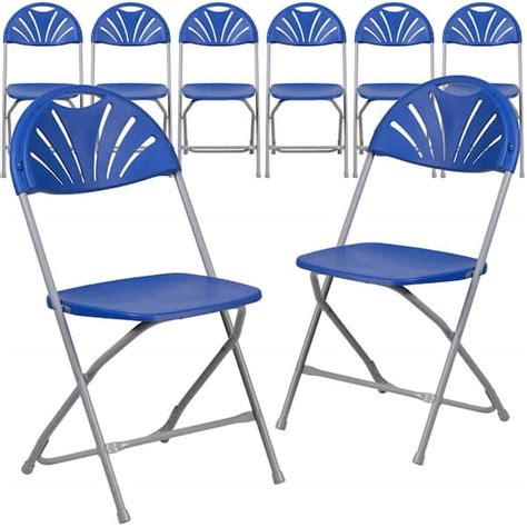 Carnegy Avenue Blue Metal Folding Chair Set Of 8 Cga Le 211460 Bl Hd