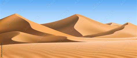 3d Realistic Background Of Sand Dunes Desert Landscape Stock