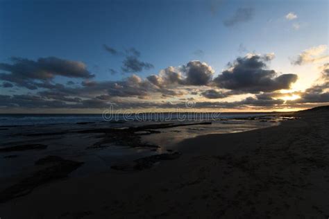 Late Afternoon Sunset Horizon Beach With Clouds Stock Image Image Of