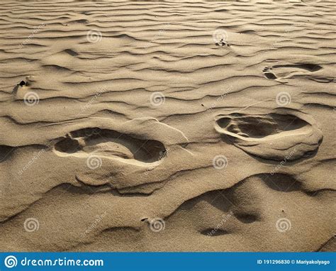 Footprints Of A Naked Person On Hot Sand As A Background Stock Photo Image Of Concept Beach