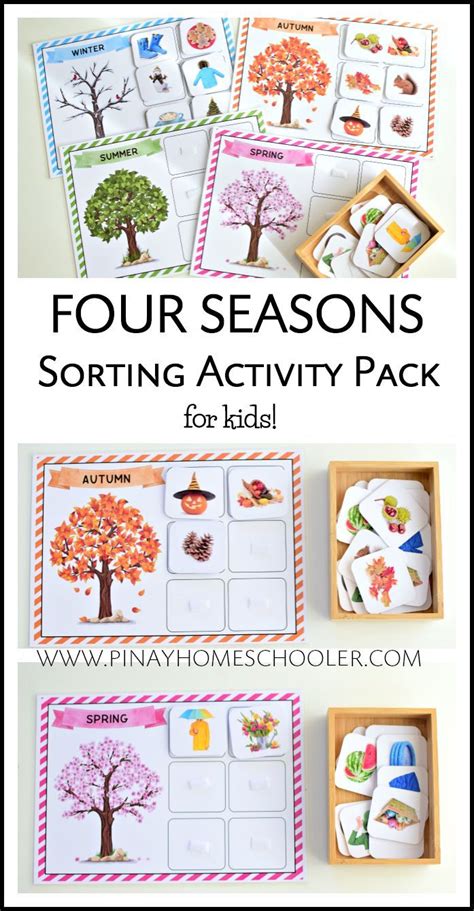 Play seasons word association draw divide the class into teams (of. Four Seasons Sorting Activity (REAL IMAGES) | Montessori ...