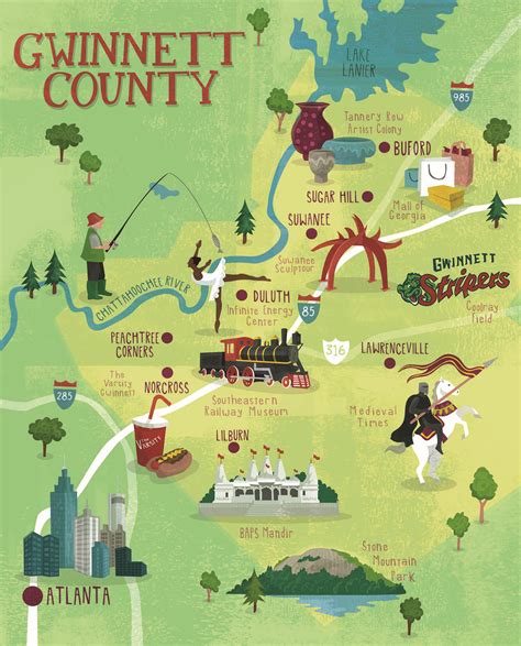 Gwinnett County Map Illustration — Kerry Hyndman