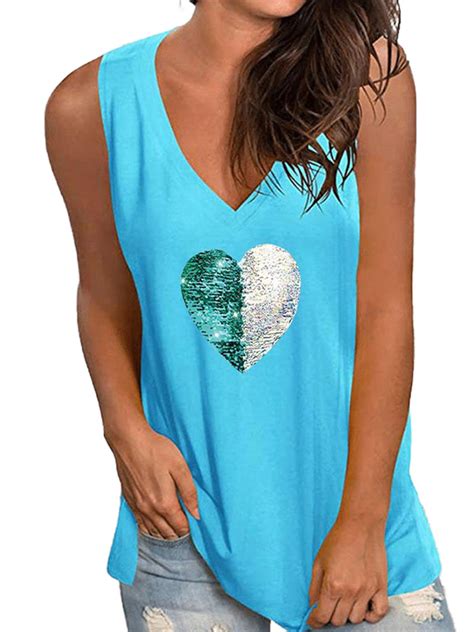 Women V Neck Solid Casual Cami Tank Tops Summer Feather Printed Sleeveless Loose Blouses Shirts