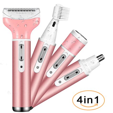 The hair grows back softer. 4 in 1 Women Electric Razor Cordless Hair Removal Ladies ...