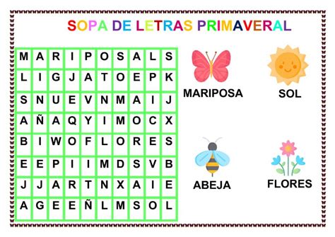 Ejercicio De Sopa De Letras Primaveral