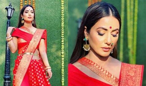 Television Hottie Hina Khan Flaunts Her Komolika Swag In Banarasi Saree And Kamarbandh As Newly