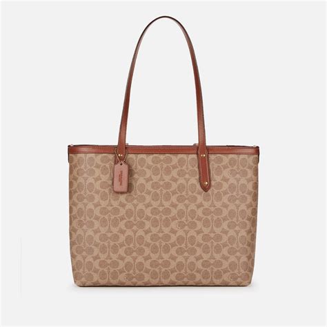 Coach Womens Coated Canvas Signature Central Tote With Zip Tan Rust
