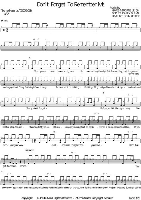 Carrie Underwood Dont Forget To Remember Me By Copydrum Sheet Music