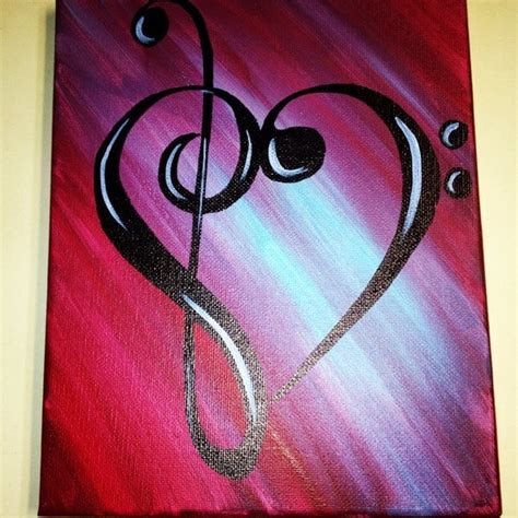 Treble Bass Clef Music Note Heart Painting