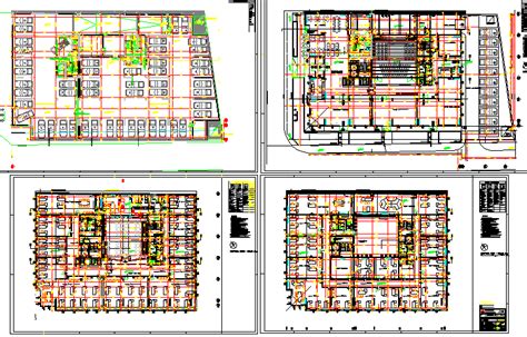 Four Story Office Building Floor Plan Layout Details Dwg File Cadbull
