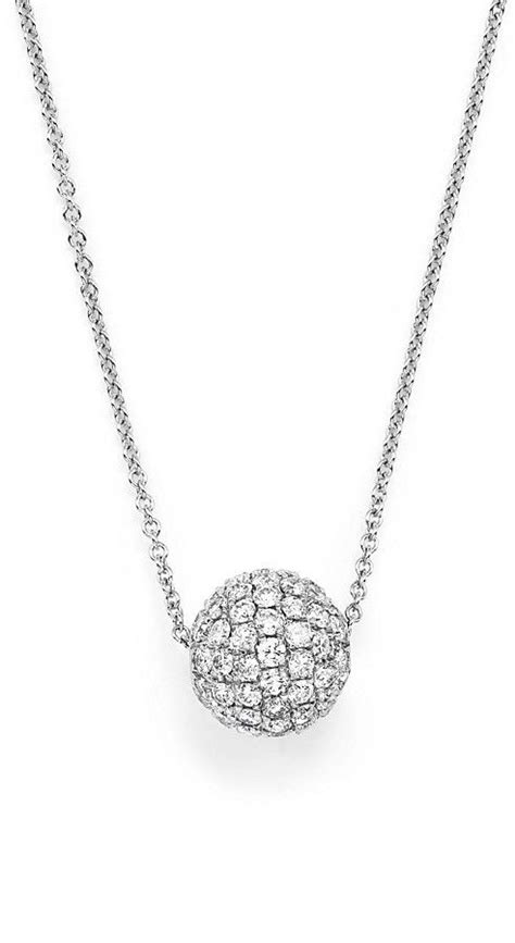 Diamond Pavé Roller Ball Pendant Necklace In 18k White Gold 115 Ct T