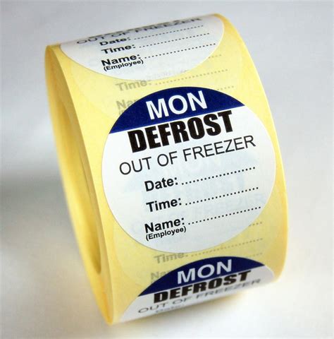 Defrost Labels Monday Defrost Labels Printway