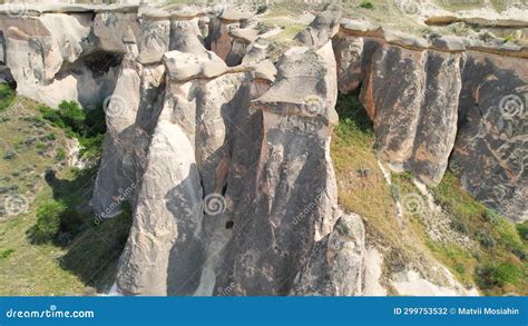 Sand Cliffs In Turkey Cappadocia Landmark Aerial View Stock Footage
