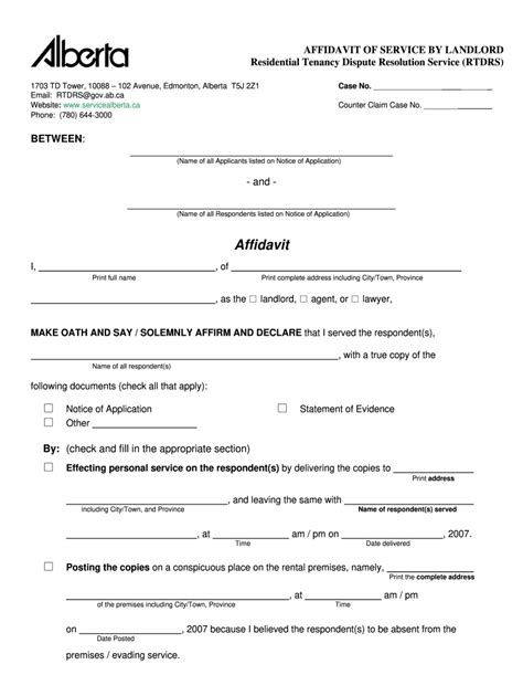 Need Affidavit Of Service By Email Form Alberta Fill Online