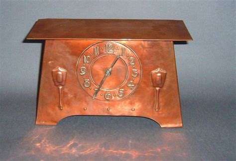 Copper Arts And Crafts Clock Repousse And Chasing Metalwork Copper