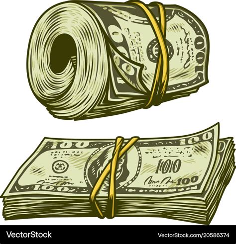 Money Bundle Isolated Royalty Free Vector Image
