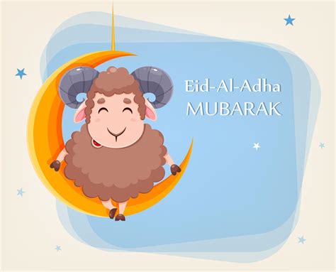 Eid Al Adha Mubarak Greeting Card Cartoon Sheep 2975903 Vector Art At