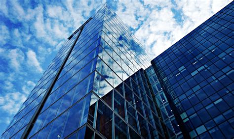 3840x2296 Architecture Blue Clouds Glass High Rise Offices