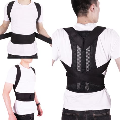 3xadjustable Black Back Posture Corrector Shoulder Lumbar Spine Brace