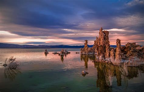 Wallpaper Sunset Lake The Evening Ca Usa Mono Lake Images For