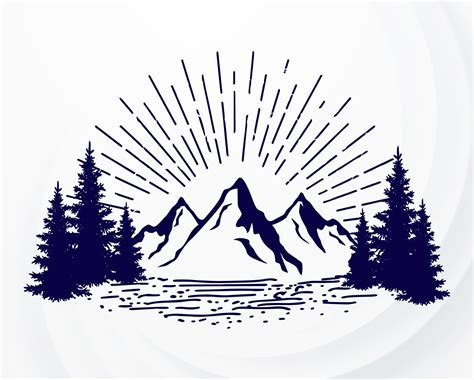 Mountains Svg Nature Svg Mountains And Sunray Svg Landscape Svg