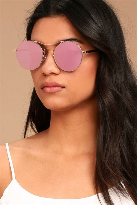 Cute Pink Sunglasses Mirrored Sunglasses Round Sunglasses 1700 Lulus