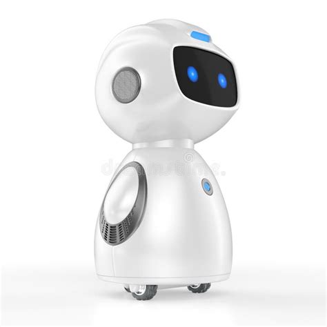 Robot Home Helper Smart Little Robot On Wheels And Smart Screen Stock